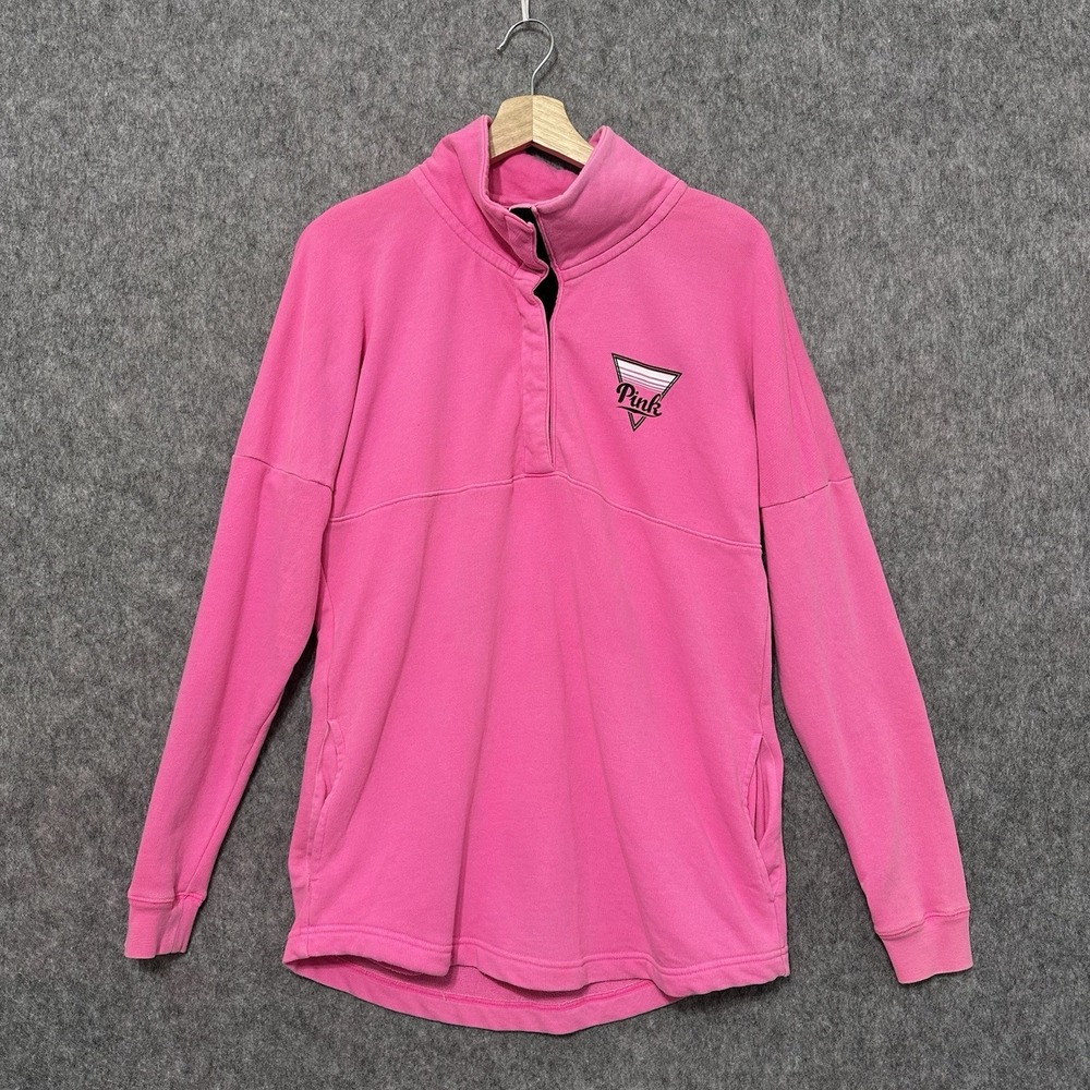 Victoria's Secret Pink Half Zip Pullover Sweatshirt Pink Women's Small